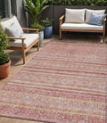 5 X 8 Rust And Coral Oriental Washable Indoor Outdoor Area Rug