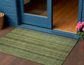 3 X 5 Green Gold And Gray Striped Washable Indoor Outdoor Area Rug
