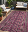 5 X 8 Pink Mauve And Blush Striped Washable Indoor Outdoor Area Rug