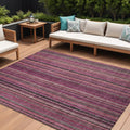 8 X 10 Pink Mauve And Blush Striped Washable Indoor Outdoor Area Rug