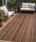5 X 8 Rust Taupe And Gray Striped Washable Indoor Outdoor Area Rug