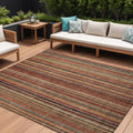 10 X 14 Rust Taupe And Gray Striped Washable Indoor Outdoor Area Rug