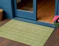 3 X 5 Artichoke Green Fern Green And Gold Striped Washable Indoor Outdoor Area Rug