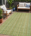 5 X 8 Artichoke Green Fern Green And Gold Striped Washable Indoor Outdoor Area Rug