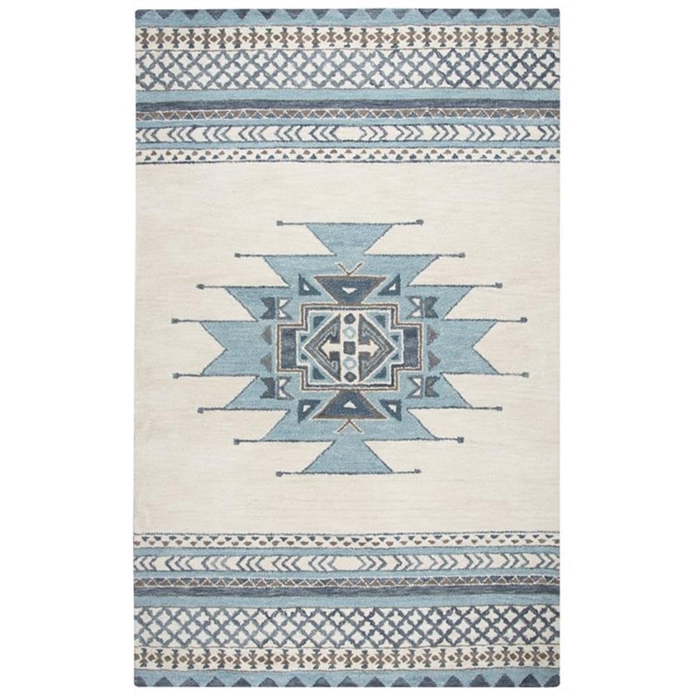 Rizzy Home Alora Decor Ryder 3' X 5' Southwest/Tribal Blue/Ivory Hand-Tufted Area Rug