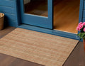 3 X 5 Rust Beige And Linen Striped Washable Indoor Outdoor Area Rug