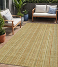 5 X 8 Wheat Gold And Beige Striped Washable Indoor Outdoor Area Rug