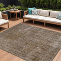 9 X 12 Brown And Beige Medallion Washable Indoor Outdoor Area Rug
