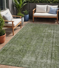5 X 8 Green And Silver Medallion Washable Indoor Outdoor Area Rug