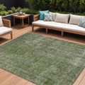 8 X 10 Green And Silver Medallion Washable Indoor Outdoor Area Rug