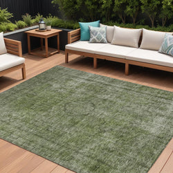 8 X 10 Green And Silver Medallion Washable Indoor Outdoor Area Rug