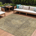 8 X 10 Brown And Beige Medallion Washable Indoor Outdoor Area Rug