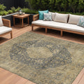 9 X 12 Charcoal And Beige Medallion Washable Indoor Outdoor Area Rug