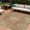 9 X 12 Rust And Beige Medallion Washable Indoor Outdoor Area Rug