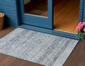 3 X 5 Blue And Gray Trellis Washable Indoor Outdoor Area Rug
