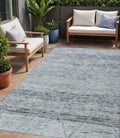 5 X 8 Blue And Gray Trellis Washable Indoor Outdoor Area Rug