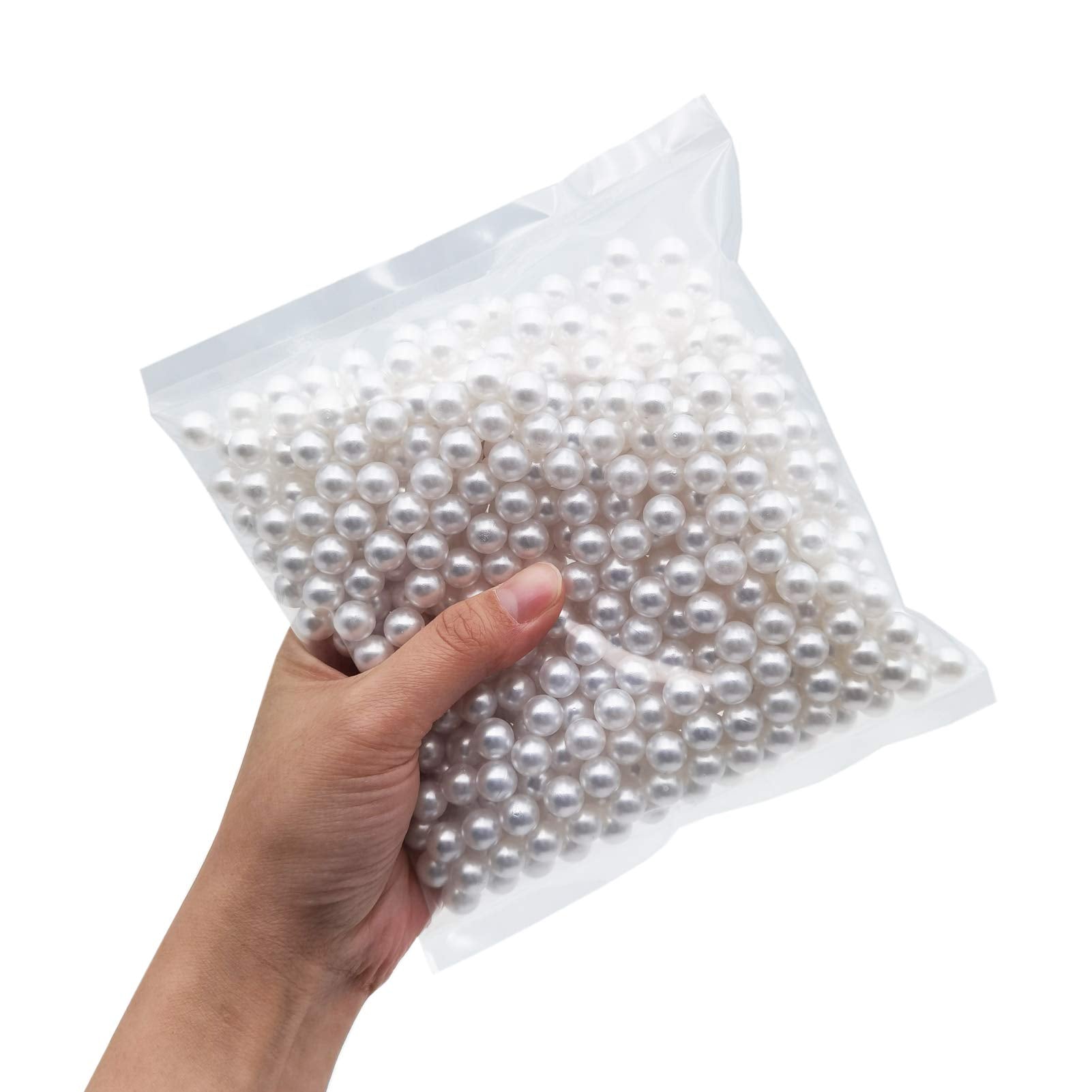 Inspirelle 580Pcs White Undrilled Abs Art Faux Pearls For Vase Fillers, 10Mm No Hole Makeup Beads To Hold Brush Eyeliner, Imitat