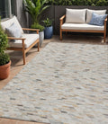 5 X 8 Linen And Gray Geometric Washable Indoor Outdoor Area Rug