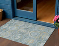 3 X 5 Blue And Gold Medallion Washable Indoor Outdoor Area Rug