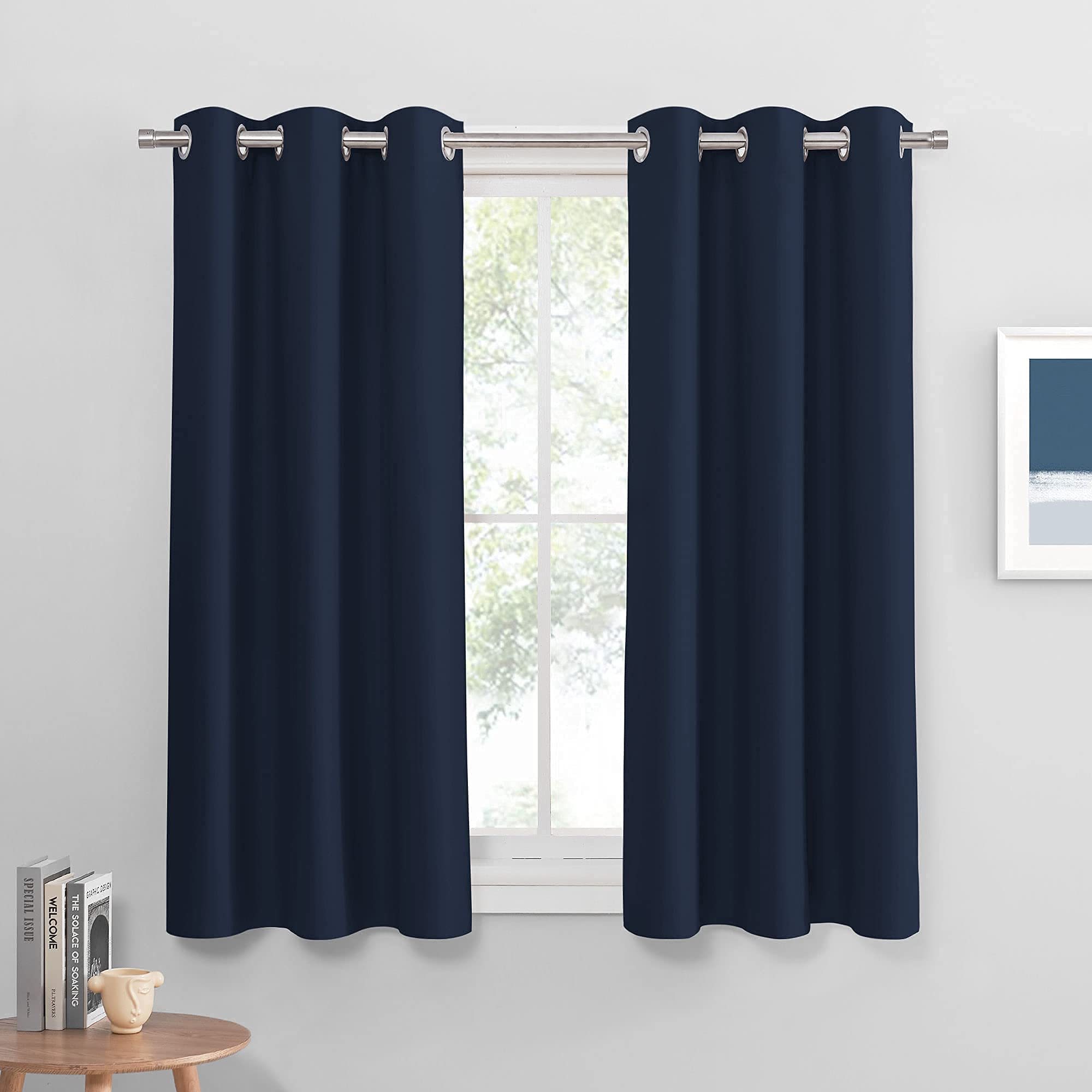 PONY DANCE Blackout Curtains Set - Window Treatments Solid Energy Saving Thermal Insulated Drapes for Basement Window Well Cover