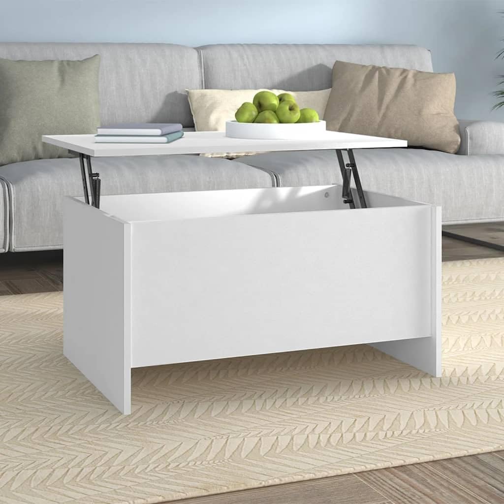 vidaXL Lift Top White Coffee Table - Modern Design Rectangular Table for Living Room, Made from Engineered Wood