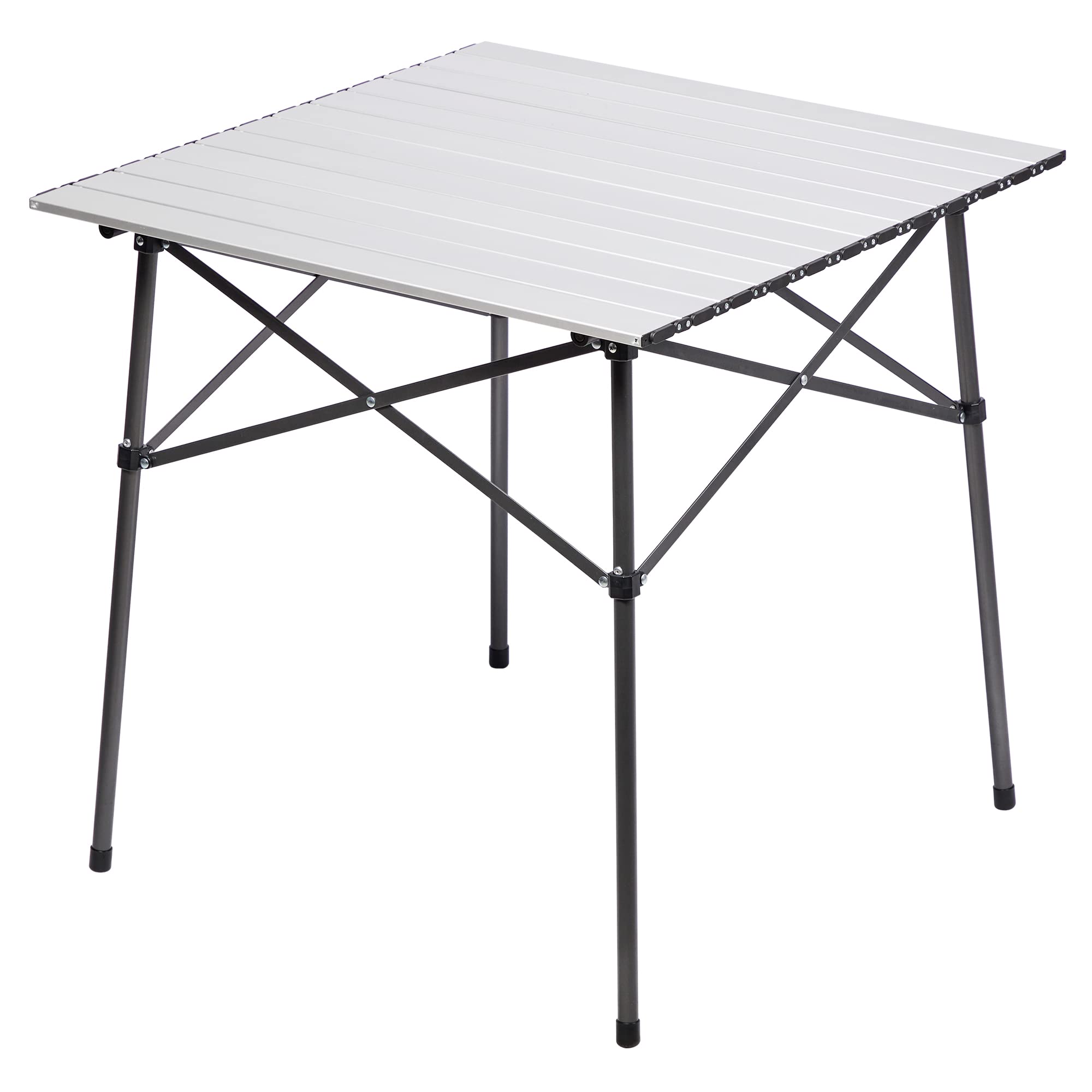 PORTAL Lightweight Aluminum Folding Square Table Roll Up Top 4 People Compact Table with Carry Bag for Camping, Picnic, Backyard