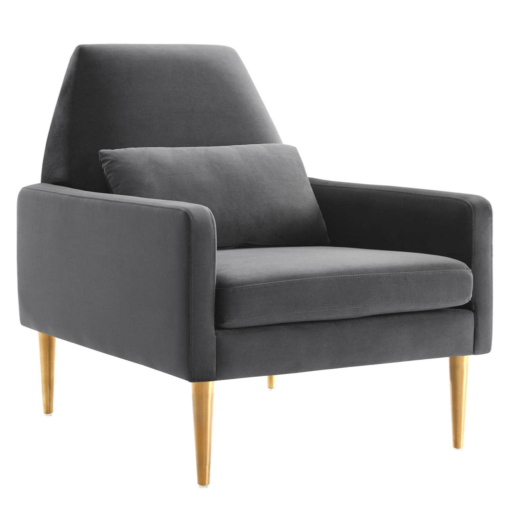 Modway Liliana Performance Velvet Armchair With Charcoal Finish Eei-5021-Cha