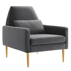 Modway Liliana Performance Velvet Armchair With Charcoal Finish Eei-5021-Cha