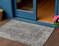 3 X 5 Charcoal And Silver Abstract Washable Indoor Outdoor Area Rug