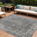 10 X 14 Charcoal And Silver Abstract Washable Indoor Outdoor Area Rug