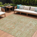 10 X 14 Salmon Fern Green And Beige Floral Medallion Washable Indoor Outdoor Area Rug