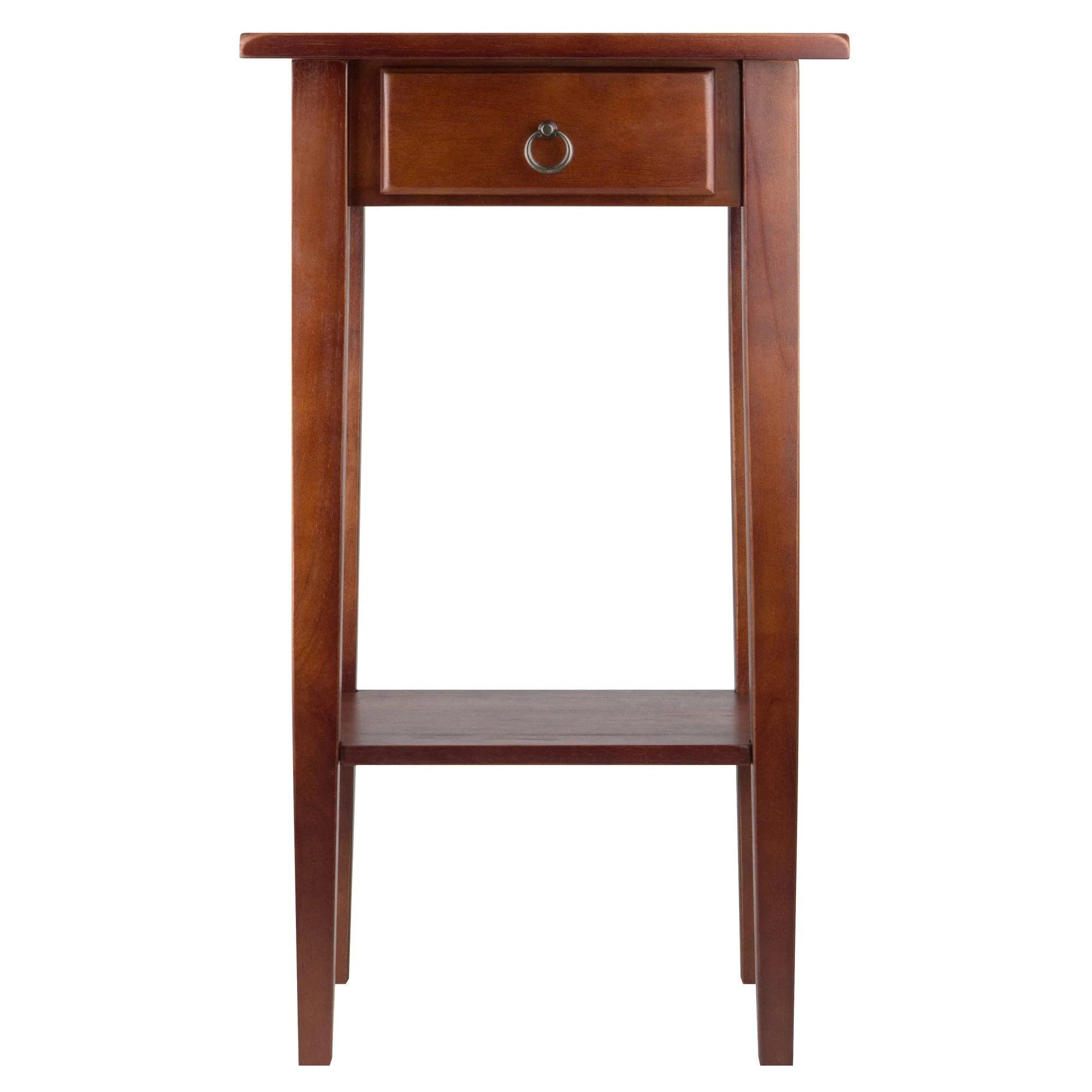 Winsome Regalia Solid Composite Wood Accent Table With Drawer, Shelf - Antique Walnut