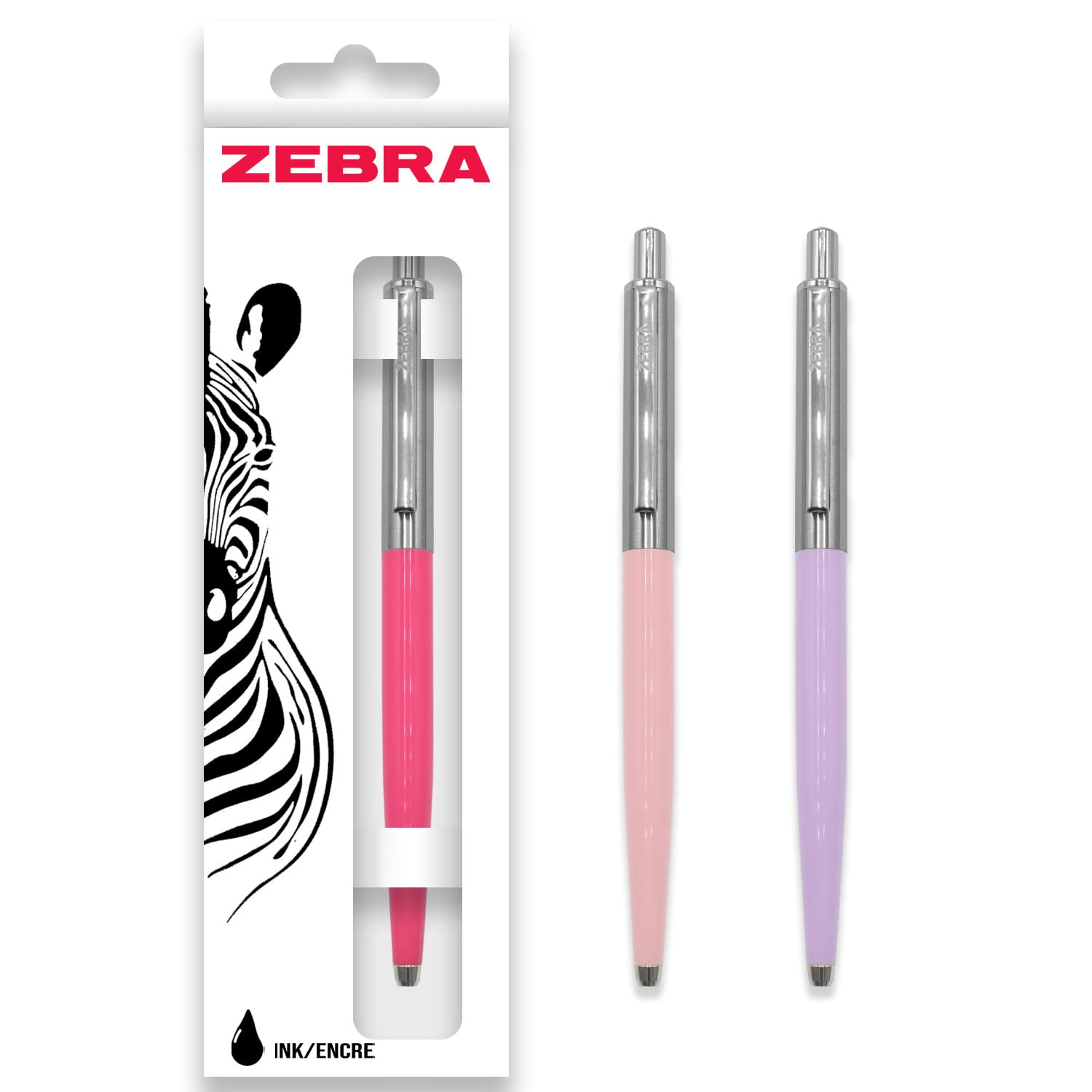 Zebra Pen 901 Retractable Ballpoint Pen - Medium Point 1.0Mm Nib - Black Ink - Deep Pink, Pastel Pink & Pastel Purple - Pack Of