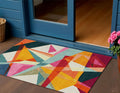 3 X 5 Ivory Orange And Burgundy Geometric Washable Indoor Outdoor Area Rug
