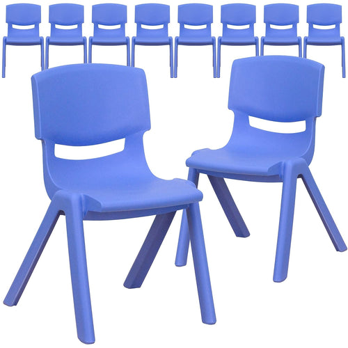 10 Pk. Blue Plastic Stackable School Chair with 12 Seat Height