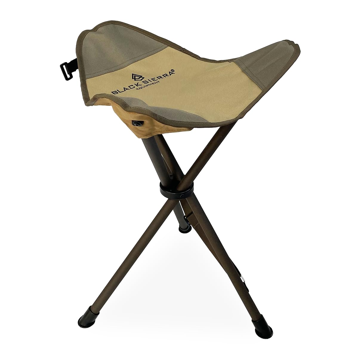 Black Sierra Folding Hunting Stool w/Shoulder Strap Supports 225 lbs, Lightweight Collapsible Tripod Seat, Foldable Steel Frame 