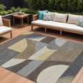 8 X 10 Brown Taupe And Wheat Geometric Washable Indoor Outdoor Area Rug