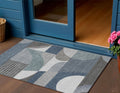 3 X 5 Gray Blue And Ivory Geometric Washable Indoor Outdoor Area Rug
