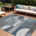9 X 12 Gray Blue And Ivory Geometric Washable Indoor Outdoor Area Rug