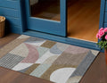 3 X 5 Brown Ivory And Mauve Geometric Washable Indoor Outdoor Area Rug