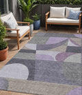 5 X 8 Purple Gray And Beige Geometric Washable Indoor Outdoor Area Rug
