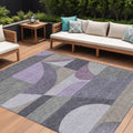 9 X 12 Purple Gray And Beige Geometric Washable Indoor Outdoor Area Rug