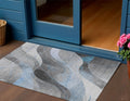 3 X 5 Sky Blue Gray And Silver Abstract Washable Indoor Outdoor Area Rug