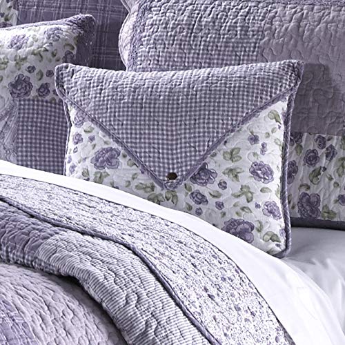 Donna Sharp Contemporary Decorative Throw Pillow With Lavender Rose (Patchwork) Design And Easy-To-Remove Zip Closure - Rectangl