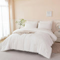 Perfemet Ivory Bed In A Bag Queen Size 5 Pieces Pom Pom Boho Bed Set For Girls Women Soft All Season Fluffy Solid Bedding Comfor