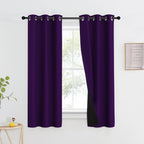 Nicetown 100% Blackout Curtains With Black Liner Backing, Thermal Insulated Curtains For Living Room, Noise Reducing Drapes, Royal Purple, 37' Wide X 60' Long Per Panel, Set Of 2 Panels