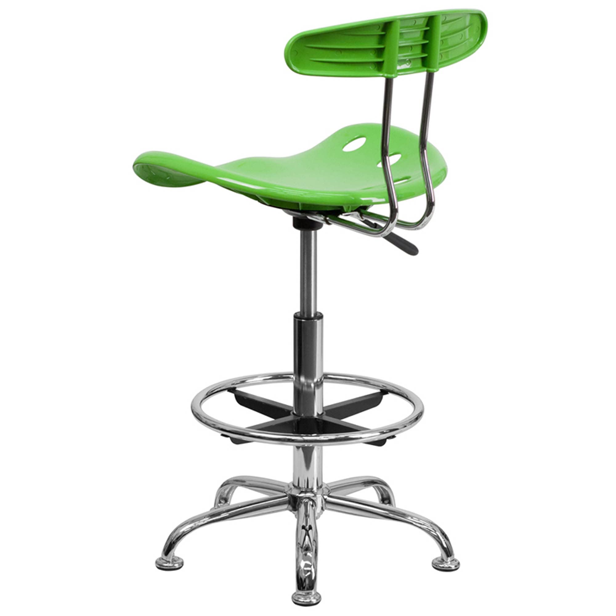 Flash Furniture Bradley Vibrant Apple Green and Chrome Drafting Stool with Tractor Seat