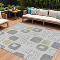 9 X 12 Gray Silver And Gold Geometric Washable Indoor Outdoor Area Rug