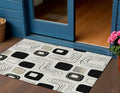 3 X 5 Ivory Black And Beige Geometric Washable Indoor Outdoor Area Rug