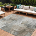9 X 12 Ivory Gray And Khaki Abstract Washable Indoor Outdoor Area Rug
